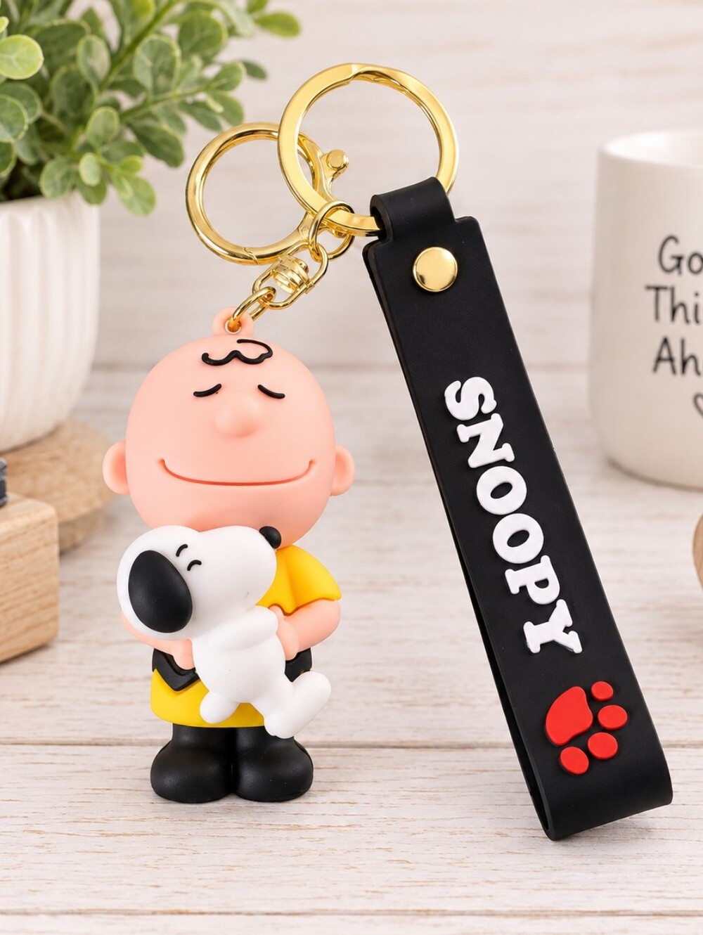 Snoopy Baby Charlie Brown Keychain with Black Strap